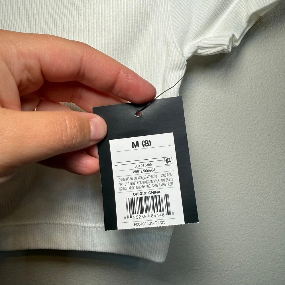 Art Class Girls White Ribbed Cropped Short Sleeve Shirt Size Medium 8 NWT